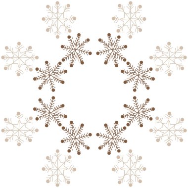 Kar taneleri ile renkli motiflerin dairesel dikişsiz desen, sadece vektör illüstrasyon