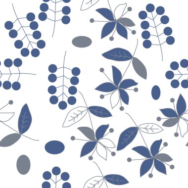 Yapraklarla soyut çiçeklerin ve dalların kusursuz deseni