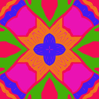 Stilize çiçekler, karalamalar, stamens, çapraz Dairesel dikişsiz desen. 