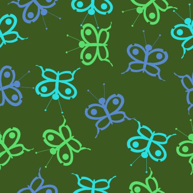Kelebekler ile Dikişsiz desen vektör çizim 