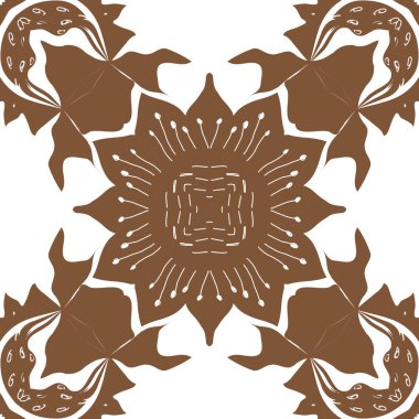 Stilize çiçekler, noktalar, zikzaklar, karalamalar Dairesel dikişsiz desen