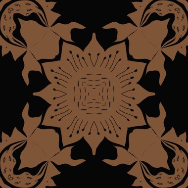 Stilize çiçekler, noktalar, zikzaklar, karalamalar Dairesel dikişsiz desen