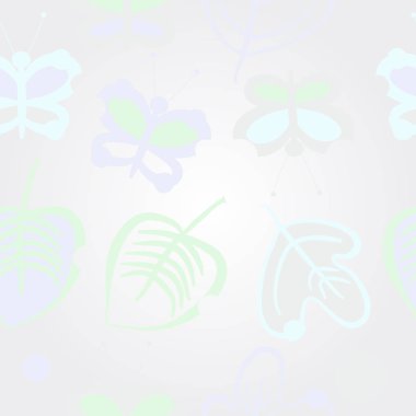 Yaprakları ve kelebekler, vektör ile Dikişsiz desen