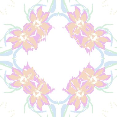 Çiçek çelenk dairesel dikişsiz desen, çiçekler, noktalar, s