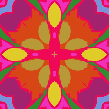 Soyut stilize çiçek dairesel dikişsiz desen