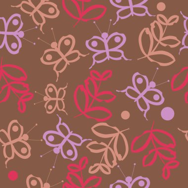 Soyut basit kelebek ve dalların kusursuz deseni