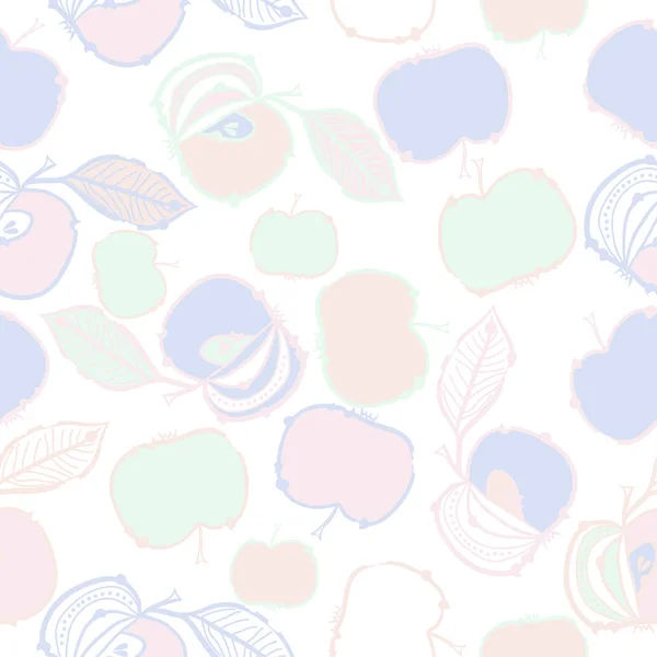 Motif Sans Couture Avec Des Pommes Des Feuilles Illustration Vectorielle — Image vectorielle