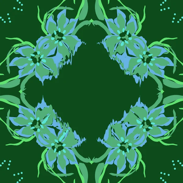 Modèle circulaire sans couture de guirlande florale, fleurs, taches, s — Image vectorielle
