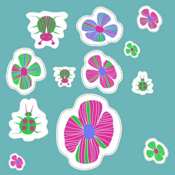 Patrón Artístico Sin Costuras Con Flores Colores Ilustración Vectorial — Archivo Imágenes Vectoriales