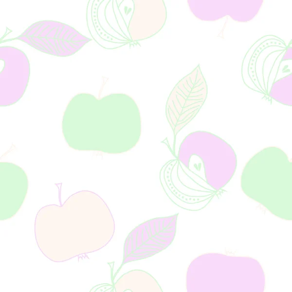 Ilustración Vectorial Simple Manzanas Con Hojas — Vector de stock