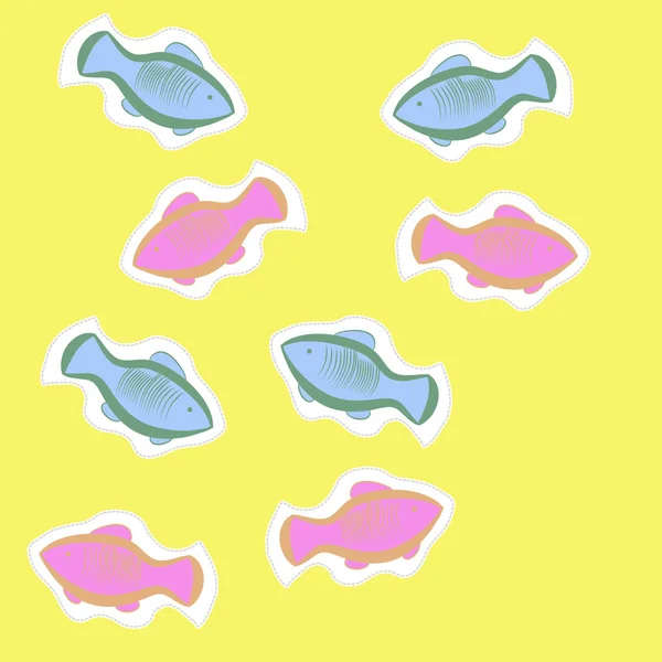 Naadloze Patroon Van Abstracte Eenvoudige Vissen — Stockvector