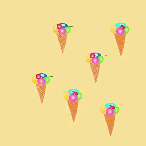 无缝抽象图案与冰淇淋 矢量背景 — 图库矢量图片