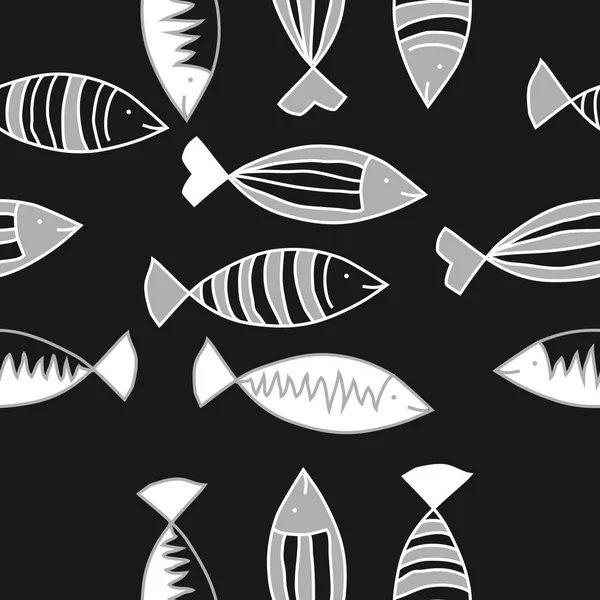 Seamless Pattern Abstract Simple Fishes — Stock Vector