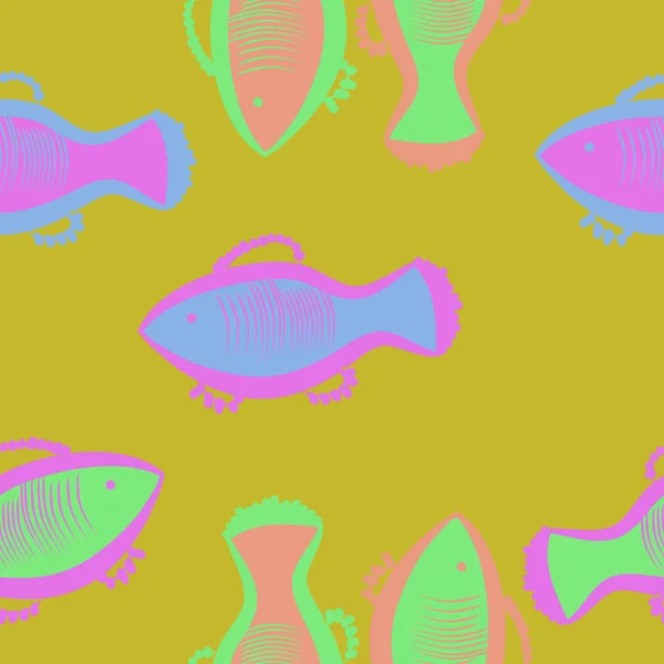 Pesce Modello Senza Cuciture Motivo Colorato — Vettoriale Stock