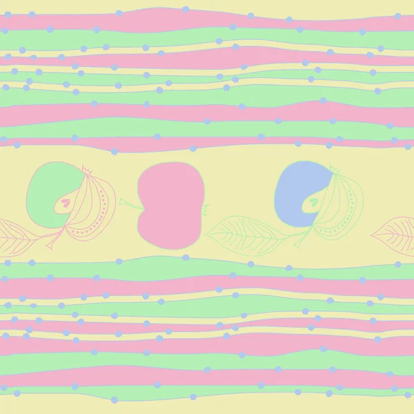 Illustration Vectorielle Simple Pommes Avec Feuilles Ornement — Image vectorielle