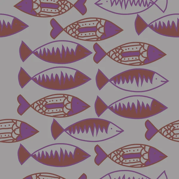 Fish Seamless Pattern Colored Motif — Stock Vector