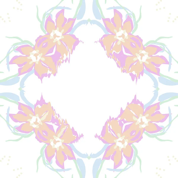 Circular  seamless pattern of  floral garland, flowers, spots, s