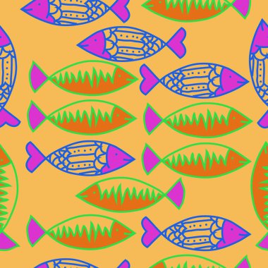 Renkli motif balık dikişsiz desen