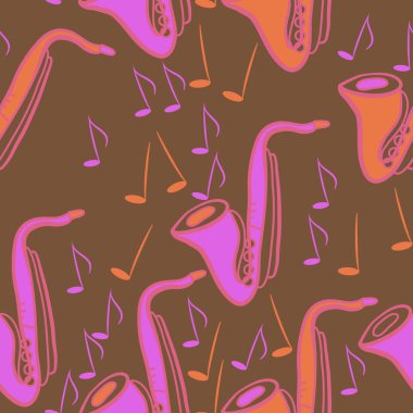 Soyut basit saksafon dikişsiz desen