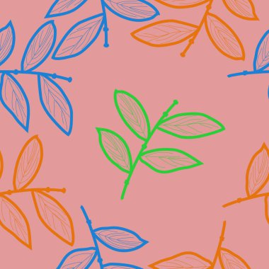 dalları ve yaprakları ile dikişsiz desen vektör illüstrasyon