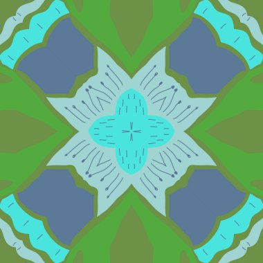 Stilize çiçekler, karalamalar, stamens, çapraz Dairesel dikişsiz desen. 