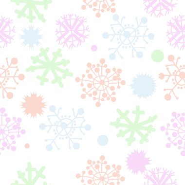 Dekoratif motif, karalamalar, kar taneleri, yıldızlar, elipsler dikişsiz desen. El çizilmiş, kış teması.