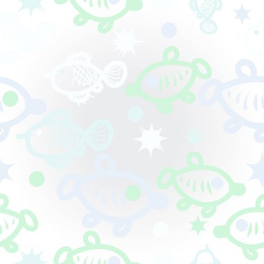 Dikişsiz soyut balık deseni, vektör arka plan