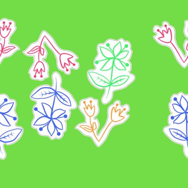 Yaprak ve çiçekler ile soyut basit dalları Dikişsiz desen