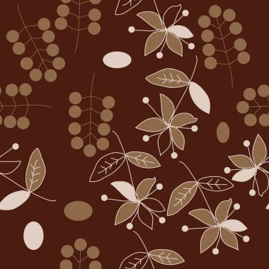 Yapraklarla soyut çiçeklerin ve dalların kusursuz deseni