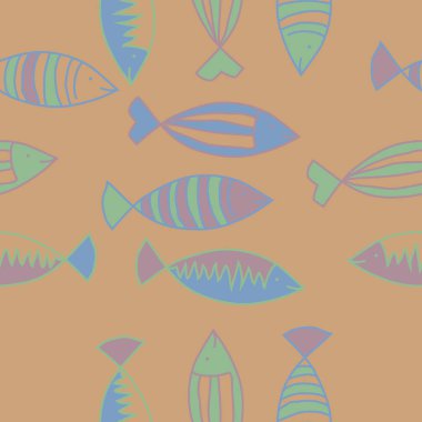 Soyut basit balıklar Dikişsiz desen