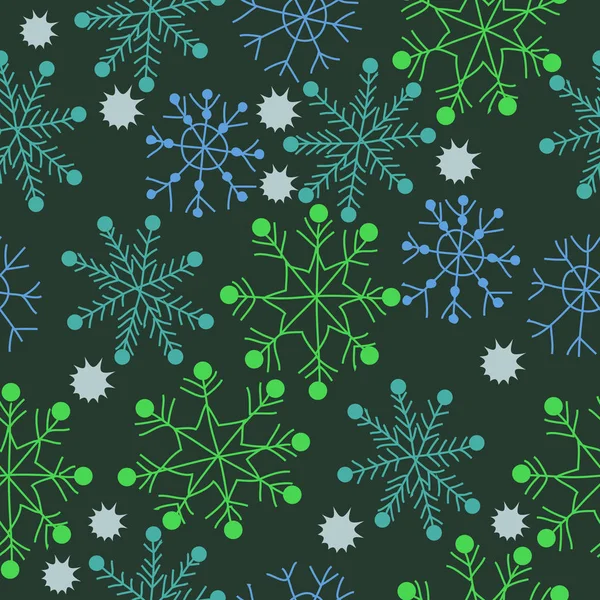 Абстрактний Безшовний Візерунок Різнокольоровими Сніжинками — стоковий вектор