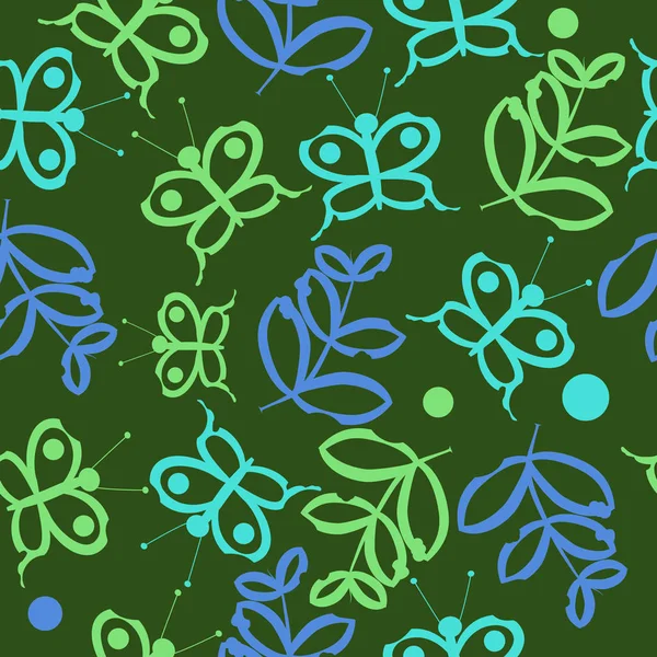 Patrón Inconsútil Mariposa Simple Abstracta Ramas — Vector de stock