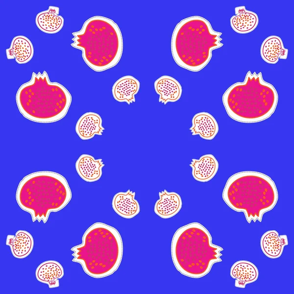 Padrão Étnico Sem Costura Com Frutas Romã —  Vetores de Stock
