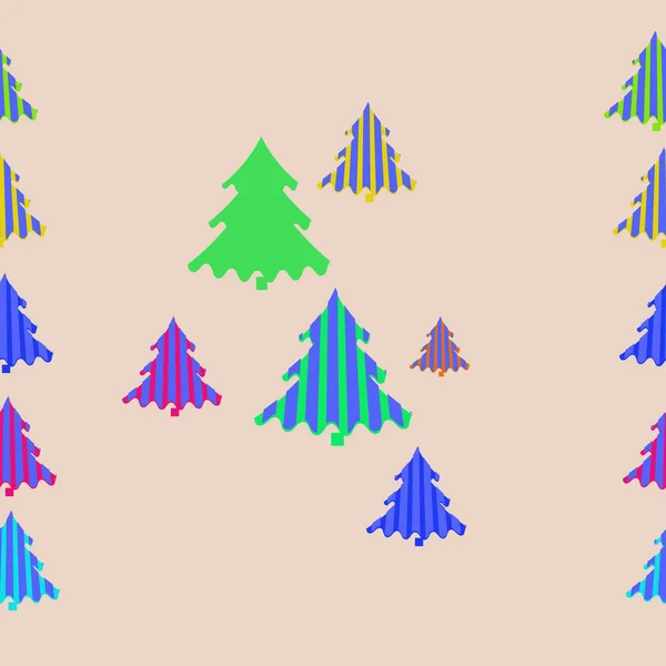 Nahtloses Weihnachtsmuster Mit Bunten Tannenbäumen Vektorillustration — Stockvektor