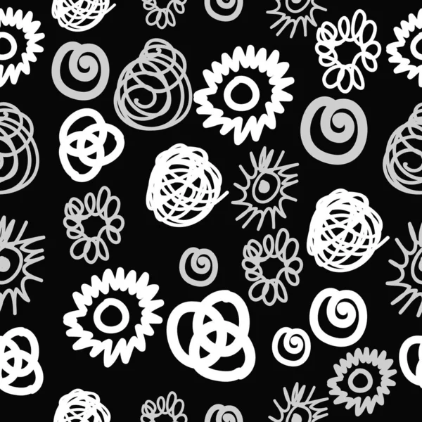 Patrón Sin Costuras Motivos Decorativos Garabatos Garabatos Elipses Espirales Dibujado — Archivo Imágenes Vectoriales