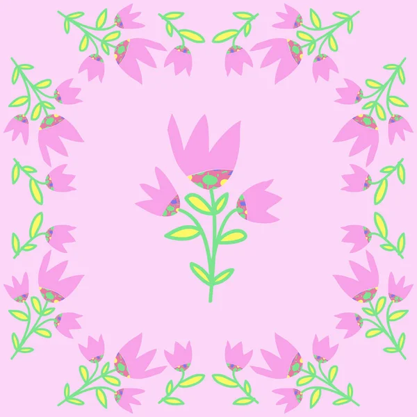Безшовний Візерунок Квіткового Мотиву Листя Тюльпанів — стоковий вектор