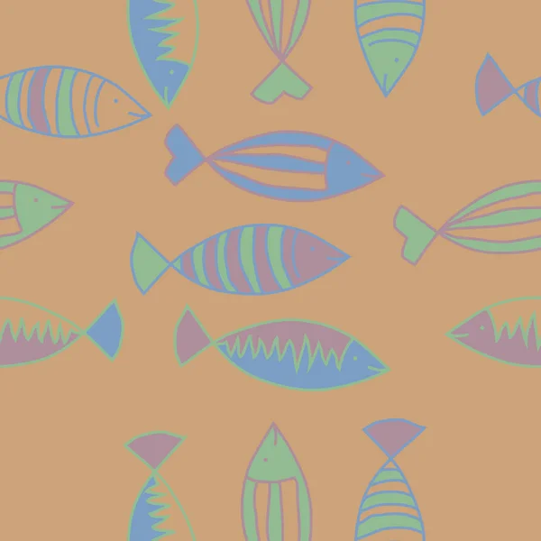 Patrón Inconsútil Peces Simples Abstractos — Archivo Imágenes Vectoriales