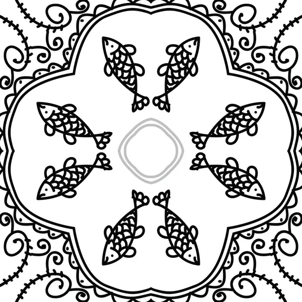 Vis Ornament Naadloze Patroon Van Gekleurd Motief — Stockvector