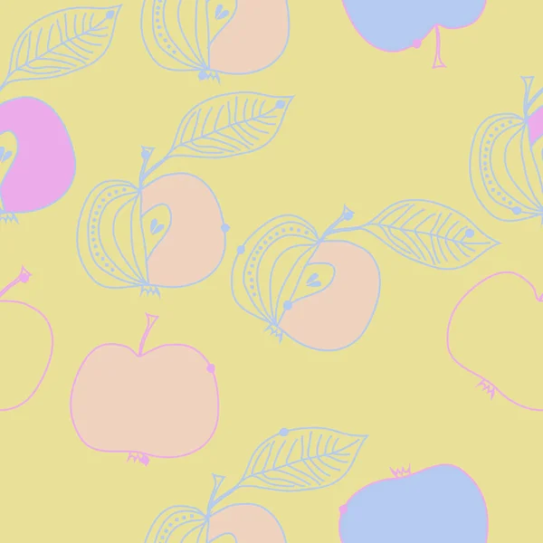 Eenvoudige Vector Illustratie Van Appels Met Bladeren — Stockvector
