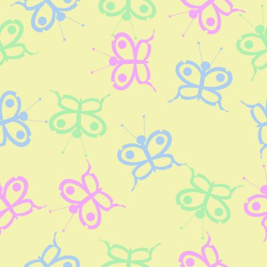 Kelebekler ile Dikişsiz desen vektör çizim 