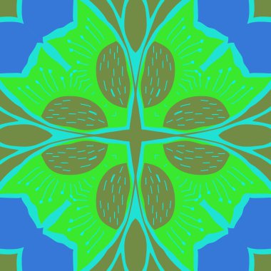 Stilize çiçek dairesel dikişsiz desen, doodles, stamens