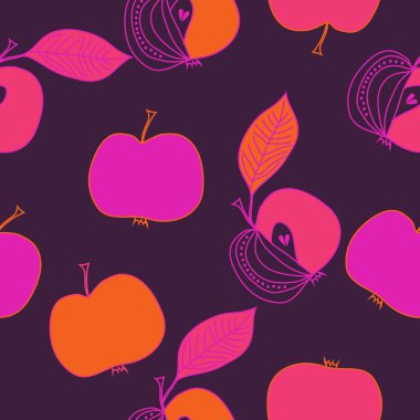 Yaprakları ile elma basit vektör illüstrasyon 