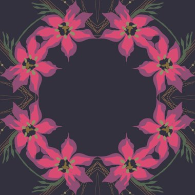 Çiçek motifli dairesel dikişsiz desen, fotokopi alanı