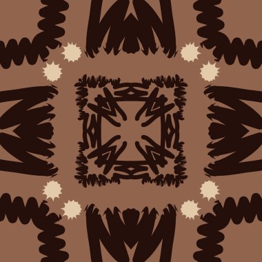 Dekoratif motif, doodle, yıldız dairesel dikişsiz desen. Elle çizilmiş.