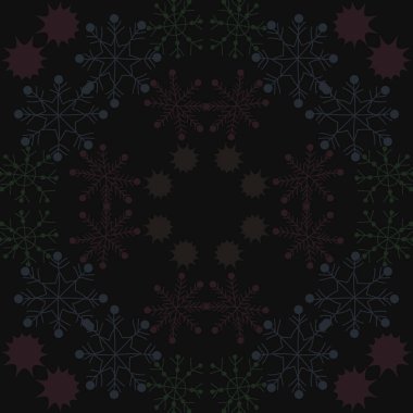 Renkli kar taneleri, vektör arka plan ile dikişsiz desen