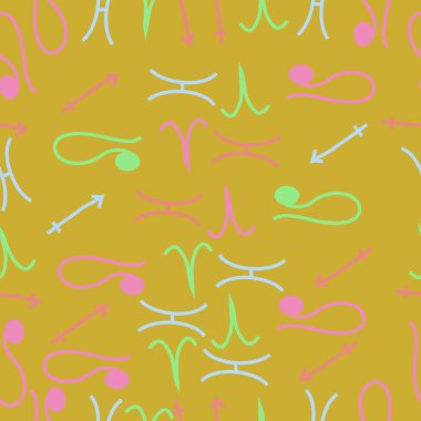 Zodyak işaretleri Dikişsiz desen - koç. Vektör çizimi