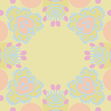 Çiçek motifli dairesel dikişsiz desen, fotokopi alanı