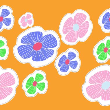 renkli çiçekler, vektör illüstrasyon ile sanatsal dikişsiz desen