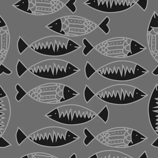 Fisch Nahtloses Muster Aus Farbigem Motiv — Stockvektor
