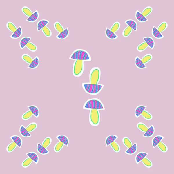 Naadloze Patroon Van Abstracte Eenvoudige Paddestoelen — Stockvector